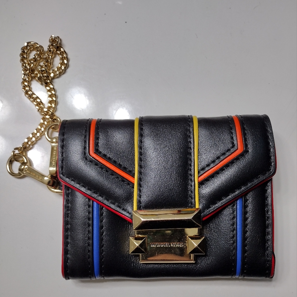 Whitney Small Rainbow Quilted Leather Chain Wallet